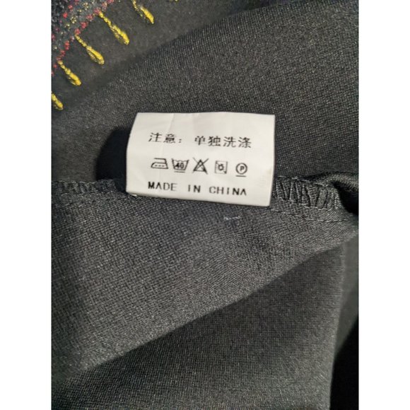 Lai Meng five cats Colorful‎ Embroidered black dress size S - Picture 7 of 9